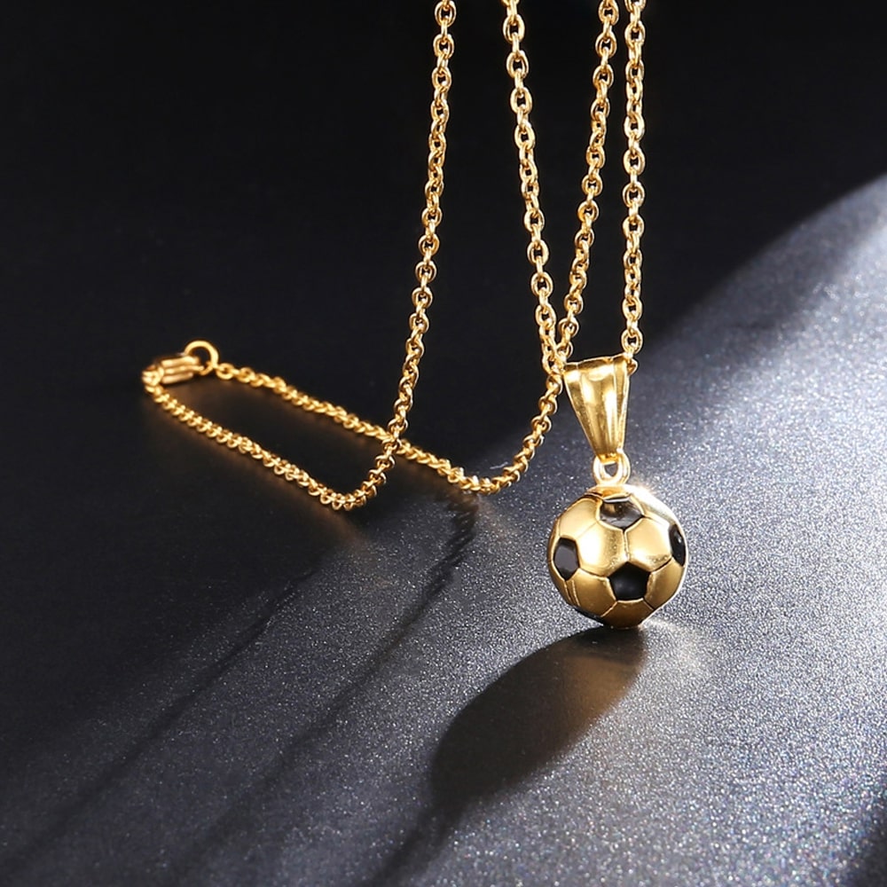 Unisex Soccer Ball Pendant Charm Necklace