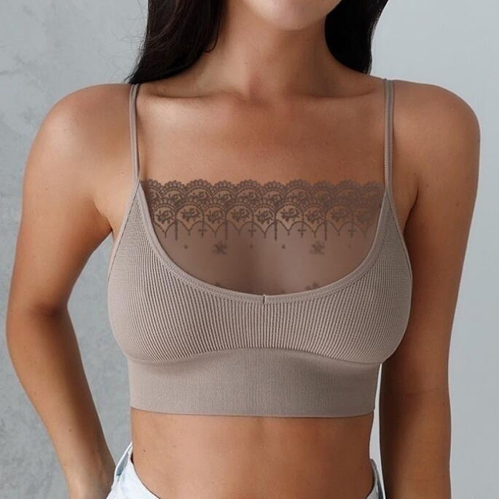 Intimates Lace Patchwork Bra Crop Tops