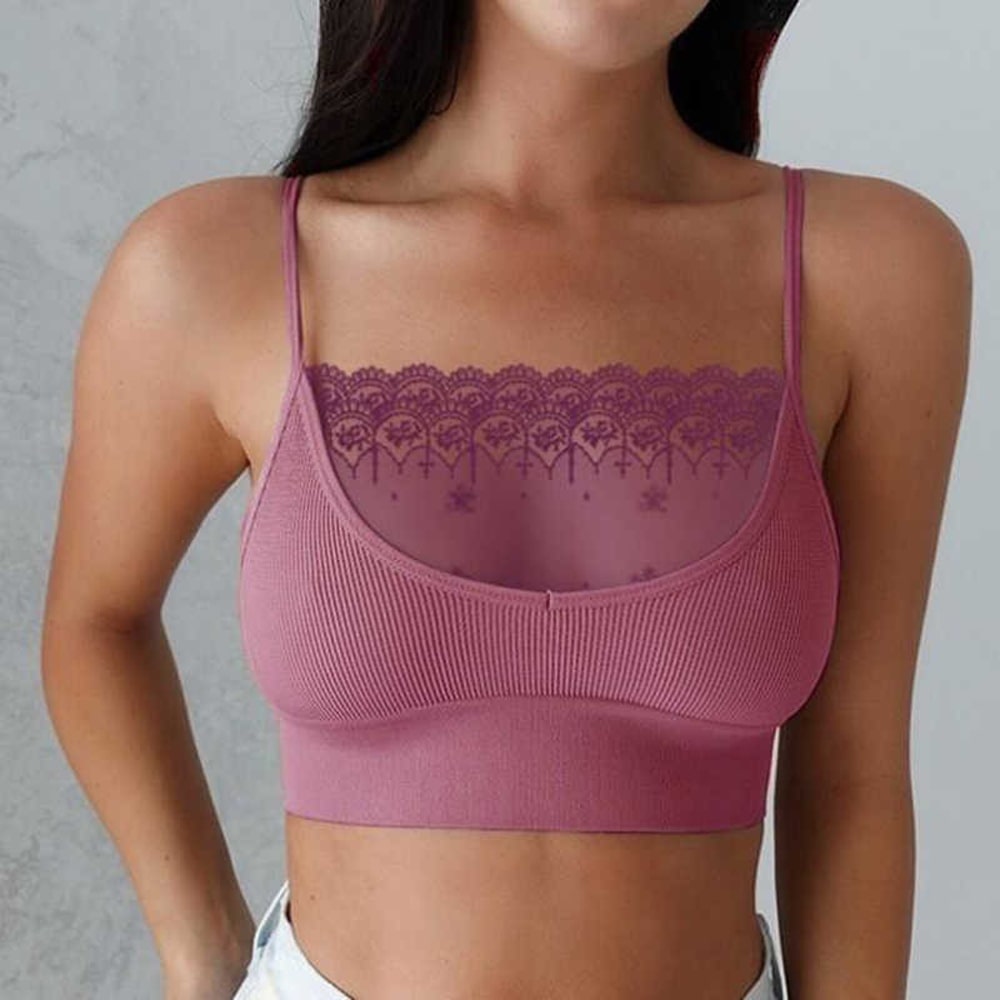 Intimates Lace Patchwork Bra Crop Tops