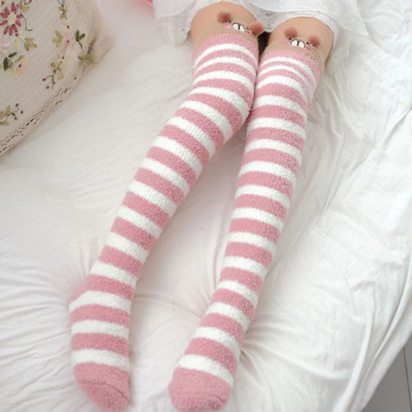 Cute & Comfy Striped Animal Thigh High Socks