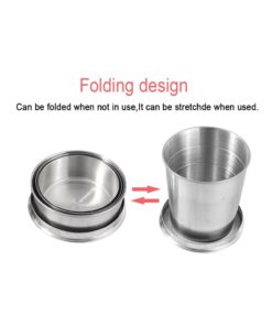 Stainless Steel Travel Folding Collapsible Cup With Keychain Lid