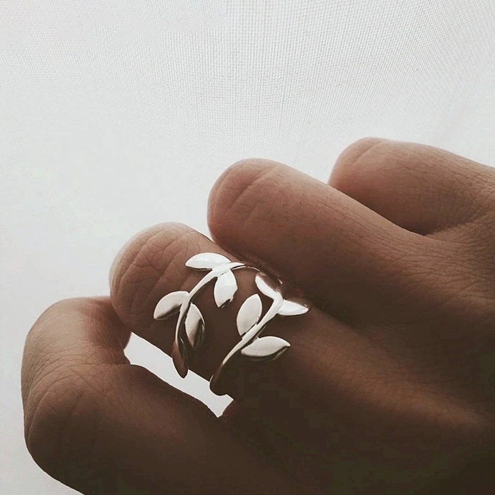 Adjustable Olive Branch Leaf Ring