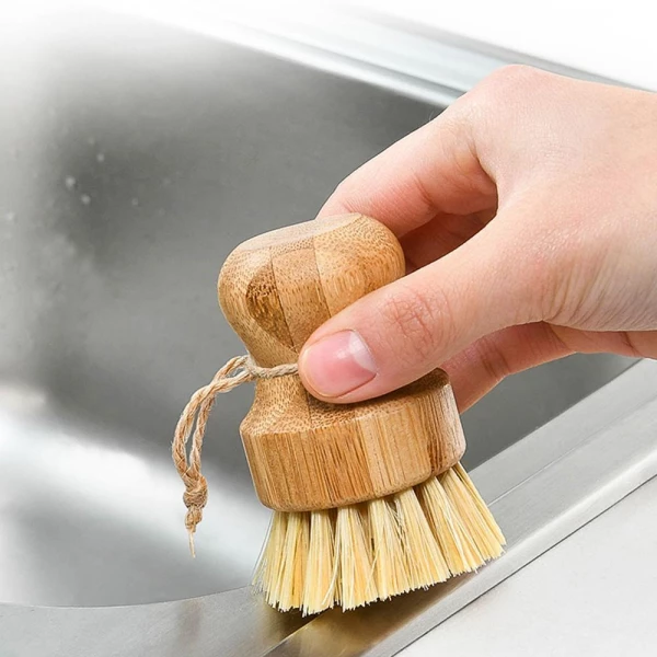 Sisal Hair Bamboo Cleaning Scrub Brush