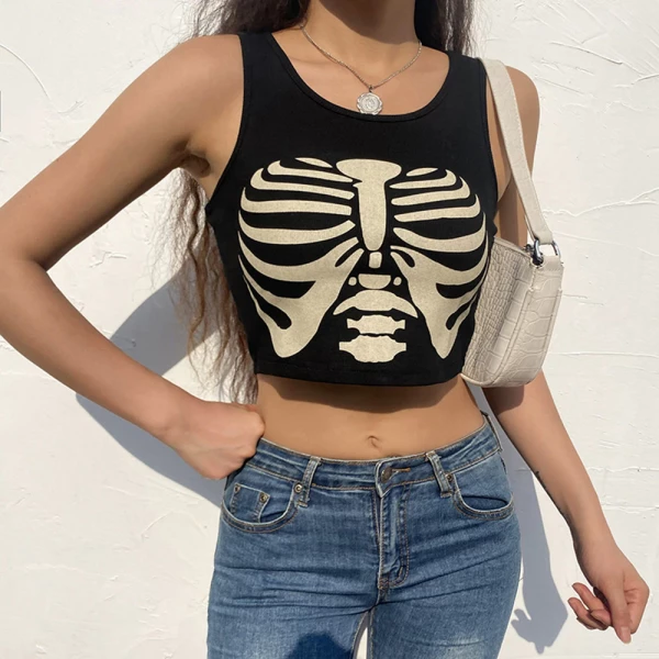 Trendy Skeleton Crop Top