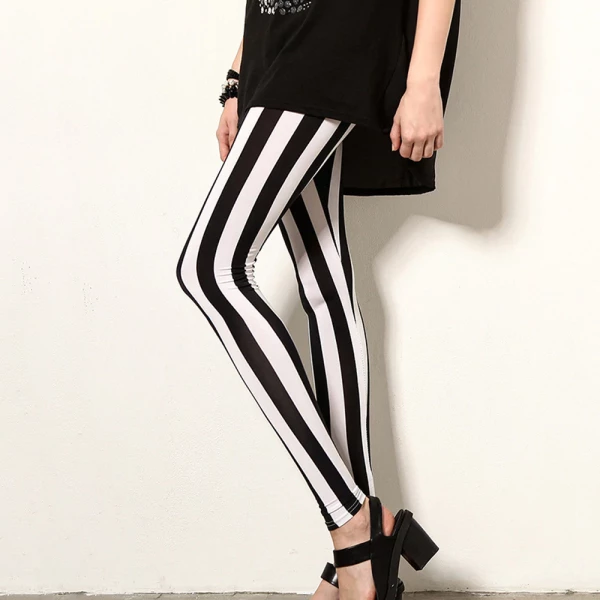 Black and White Vertical Striped Tights