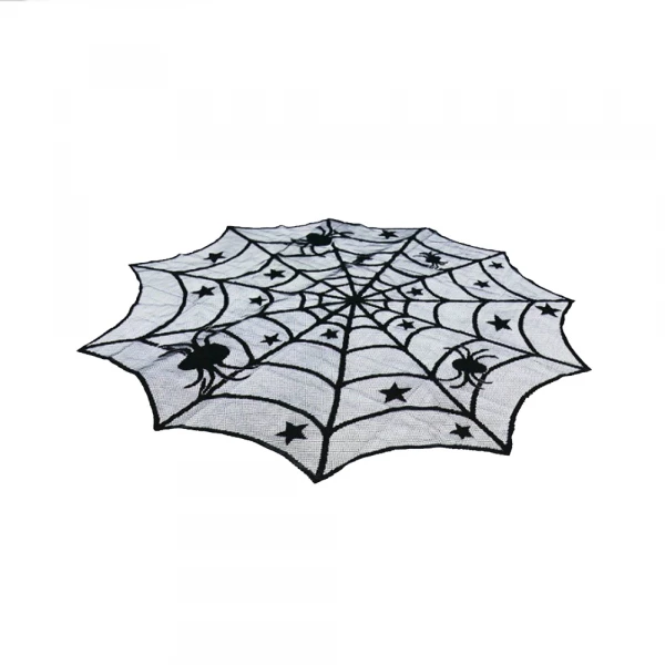 Black Lace Spiderweb Table Runner For Halloween