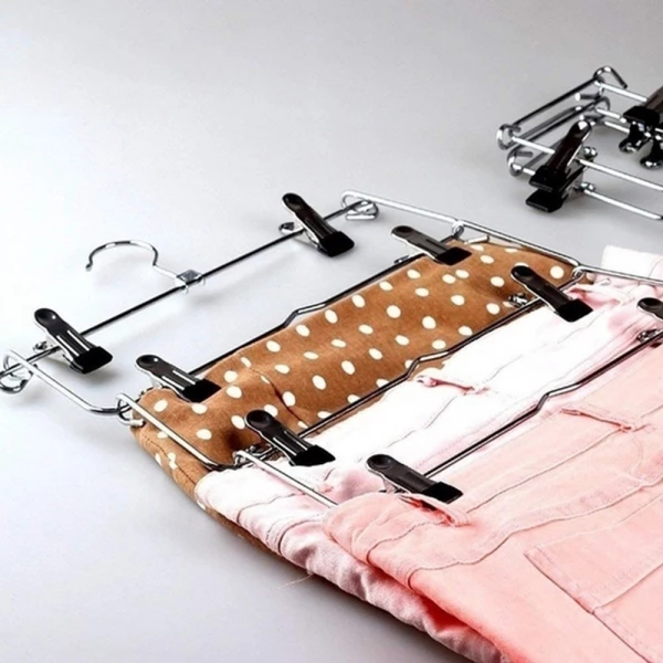 Space Saving Multi Pants Hanger With Clips