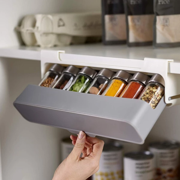 Under Shelf Pull Down Sliding Spice Rack