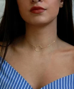 Delicate Gold Circle Choker