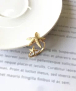 Adjustable Double Starfish Ring