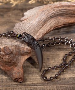 Obsidian Wolf Pendant Necklace