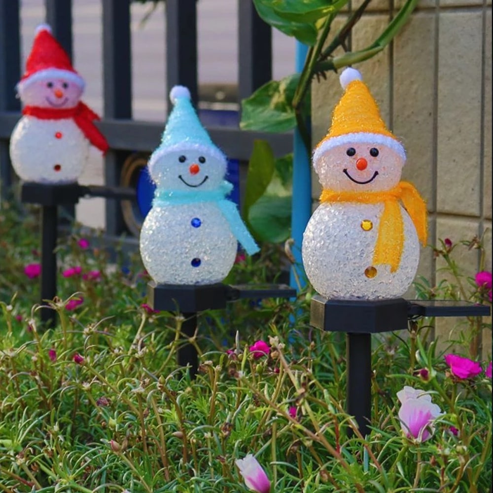 Outdoor Solar Snowman Decoration Lights