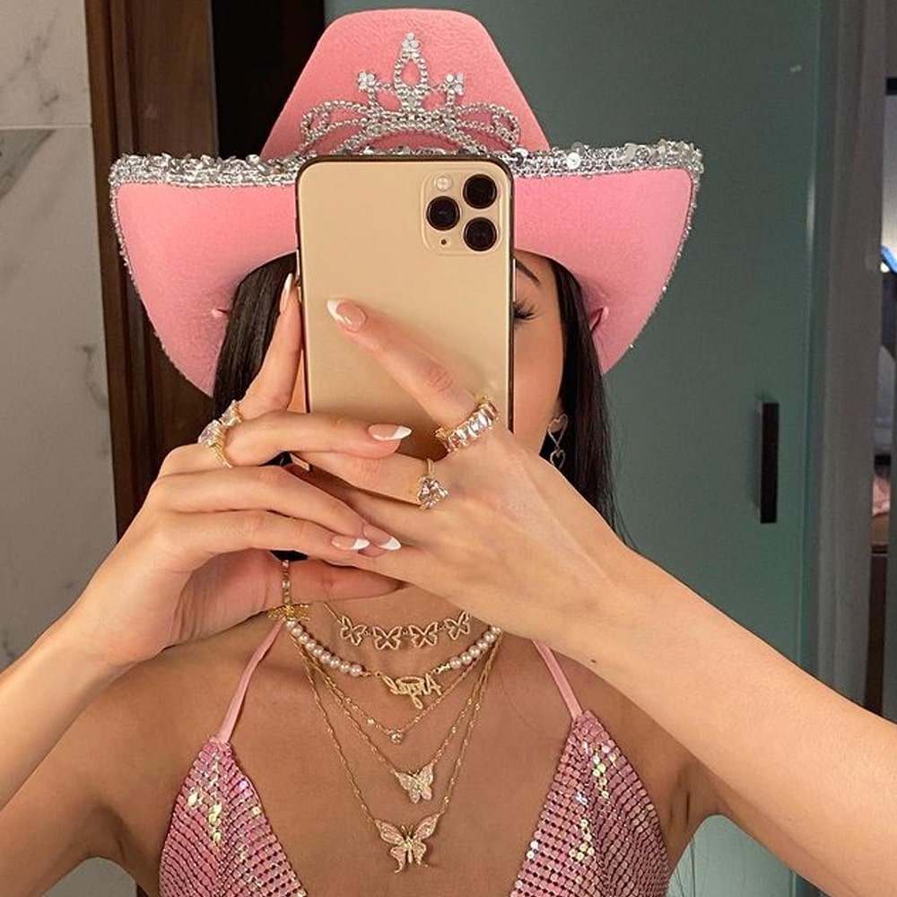 Fancy Rhinestone Pink Cowgirl Hat