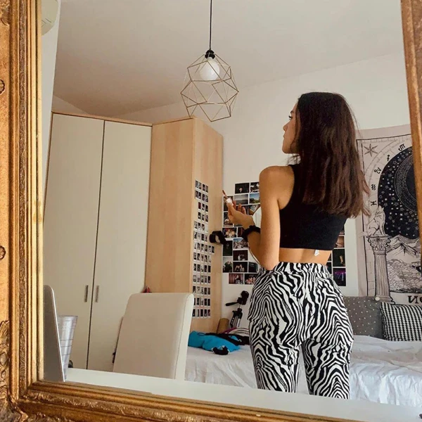 High Waisted Black And White 80's Zebra Pants