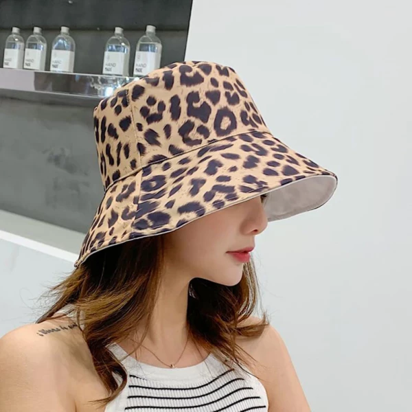 Unisex Reversible Leopard Print Bucket Hat