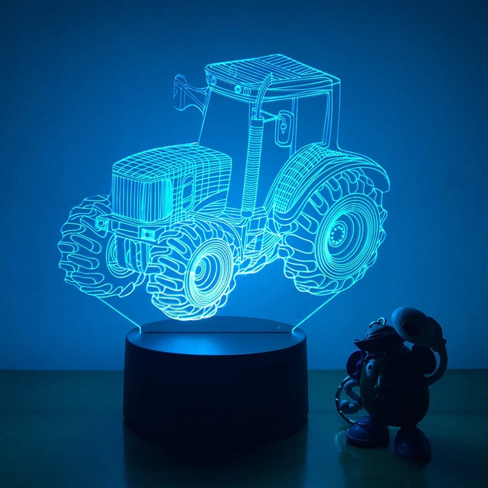 3D Optical Illusion Tractor Night Light Lamp