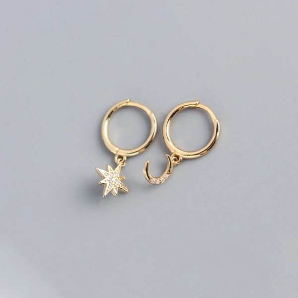 Star & Crescent Moon Hoop Earrings