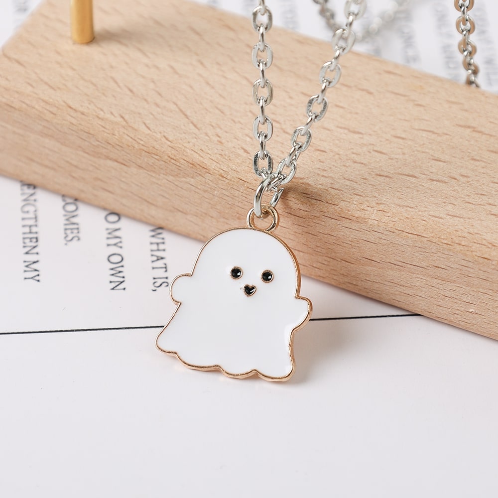 Adorably Cool Ghost Necklace For Fun Halloween