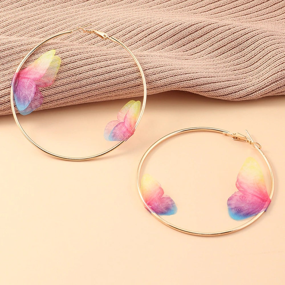 Small and Large Butterfly Hoops Earrings