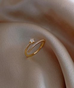 Adjustable Celestial Gold Ring With Star