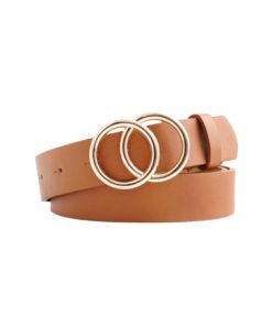 Unisex Double Circle Belt With Gold Buckle