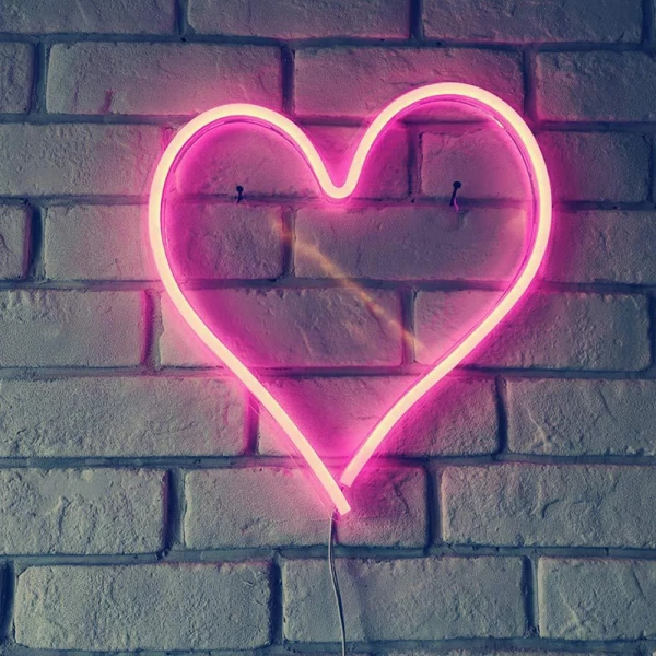 Neon Pink Heart Light For Wall