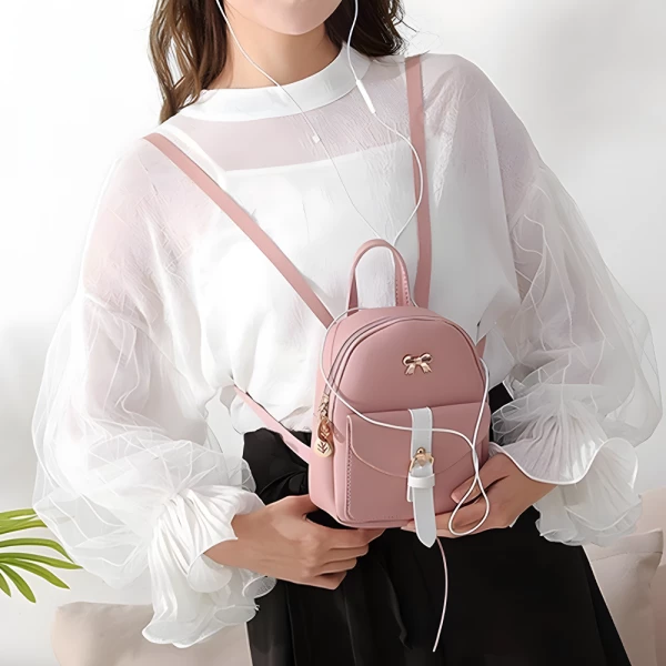 Adorable Mini Pink Leather Backpack