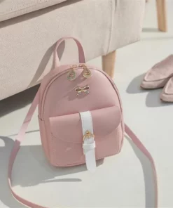 Adorable Mini Pink Leather Backpack