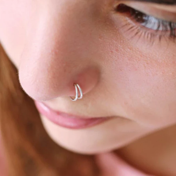 Single Piercing Double Hoop Nose Ring