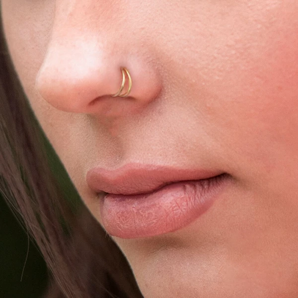 Single Piercing Double Hoop Nose Ring