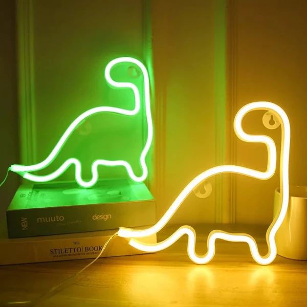 Cute Glowing Neon Dinosaurs Sign