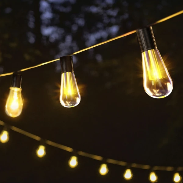 Italian Cafe Solar Powered Vintage Edison Bulbs