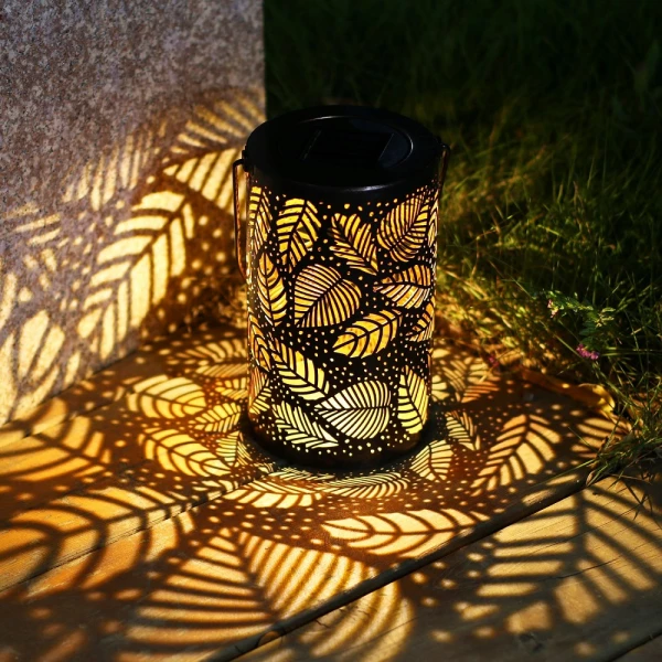 Solar-Powered Leaf Pattern Lantern Light