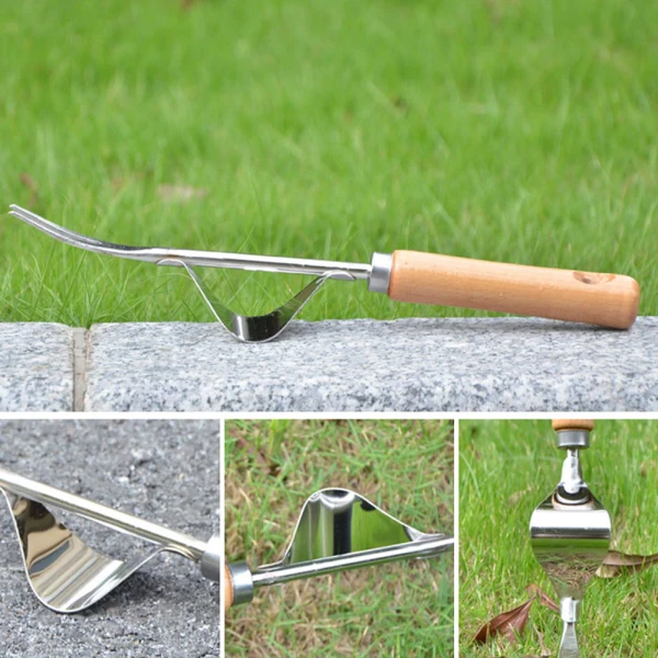 Ergonomic Wooden Handle Weed Remover Tool