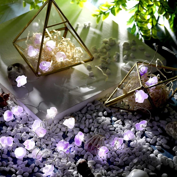 Amethyst Or Fluorite Raw Crystal String Lights