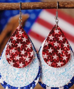 American Flag Multi-Layered Water Drop Earrings