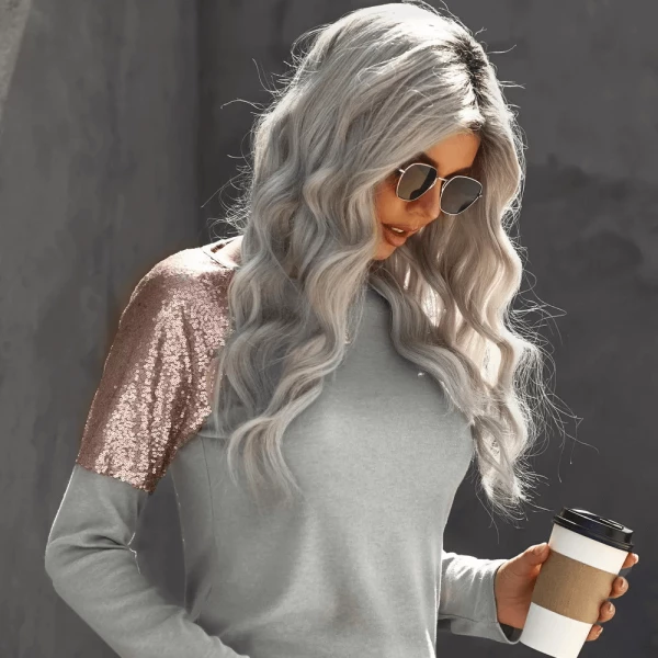 Glitter Sequin Long Sleeve Casual Top