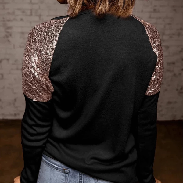 Glitter Sequin Long Sleeve Casual Top