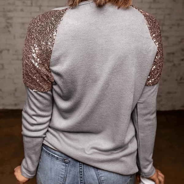 Glitter Sequin Long Sleeve Casual Top