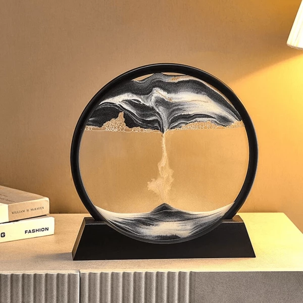 Moving Sand Art Picture Round Glass 3D