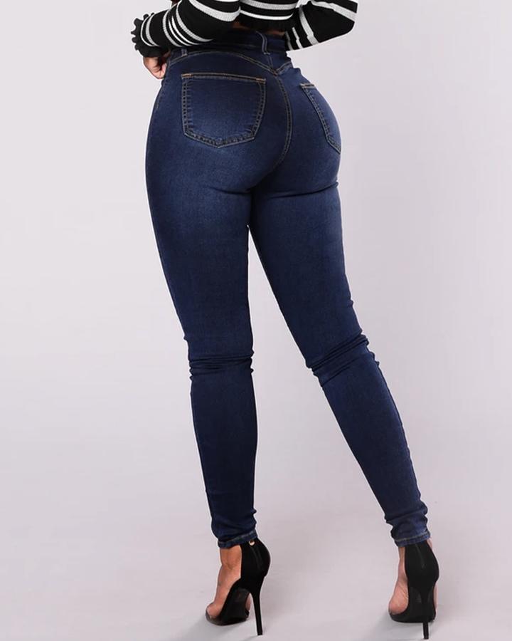 Double Breasted High Waist Skinny Jeans