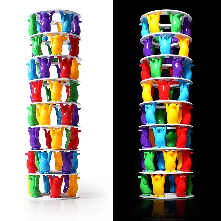 Penguin Tower Collapse Balance Toy