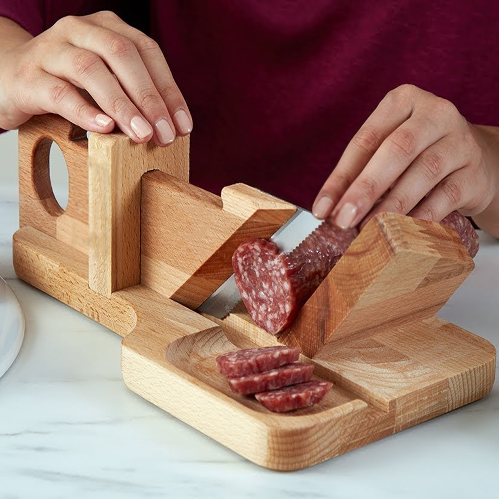 19th Century Wooden Sausage Cutter & Salami Slicer Machine