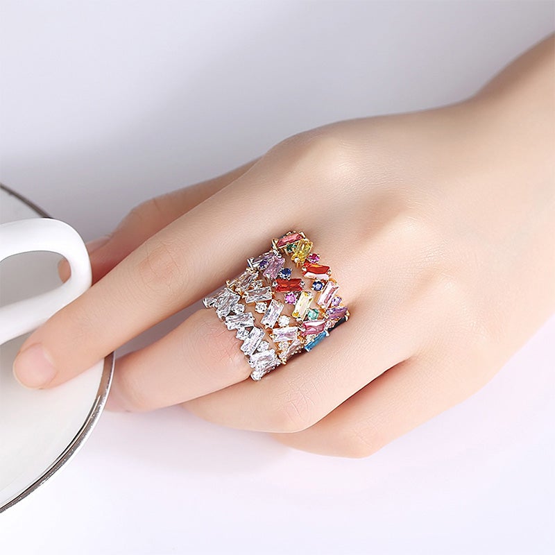 Rainbow Zircon Ring