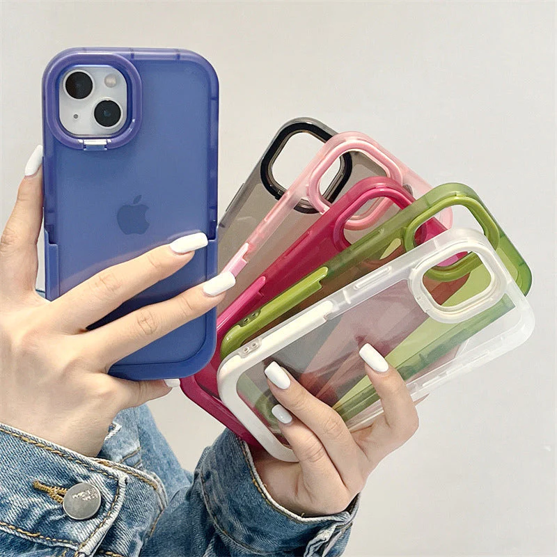 Double Stand Transparent TPU iPhone Case