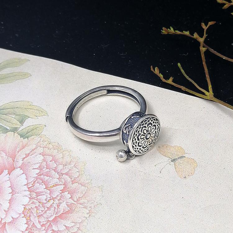 OM Mantra Lotus Floral Ring