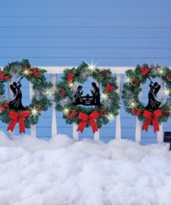 Lighted Nativity Scene Christmas Wreath