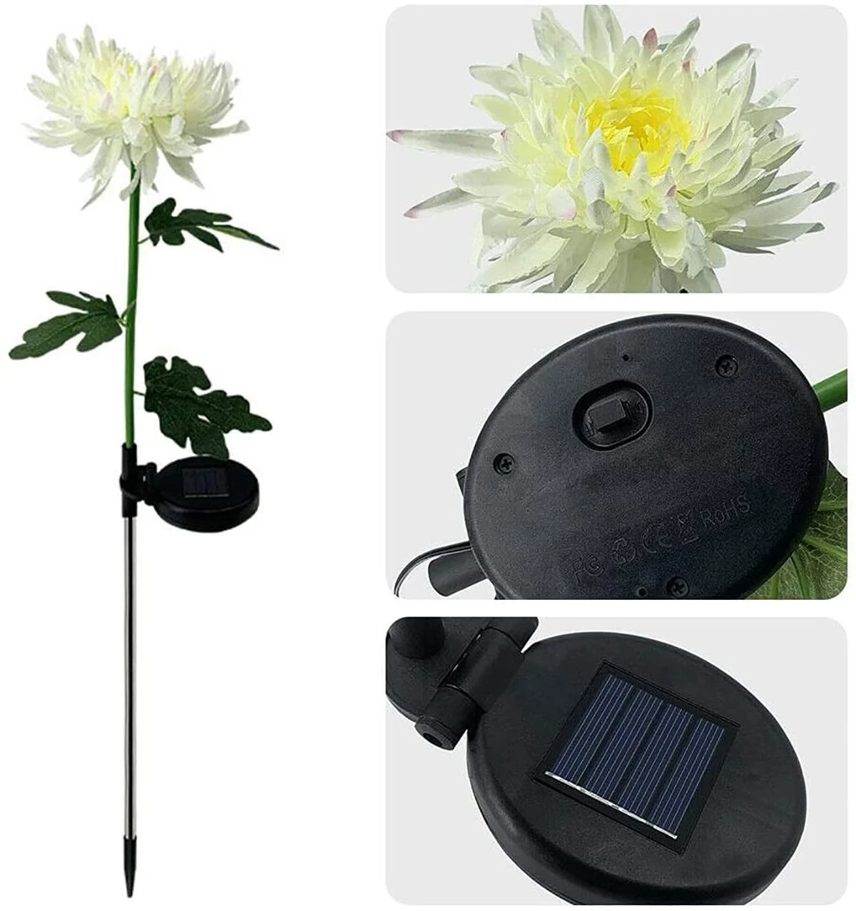 Spring Artificial Chrysanthemum Solar Garden Stake Led