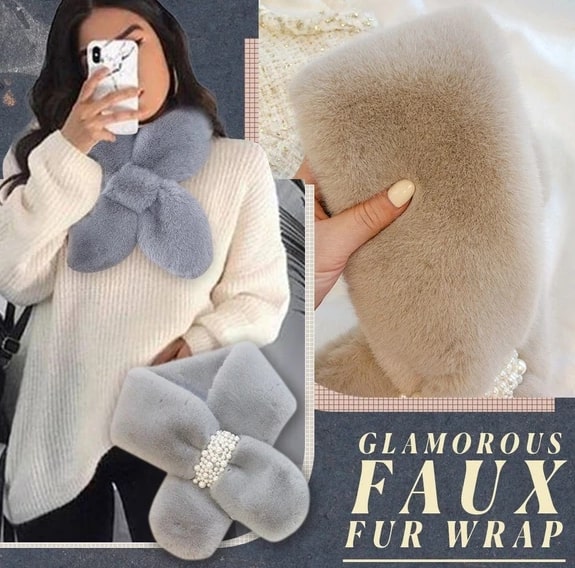 Winter Diamond Faux Fur Wrap Scarf