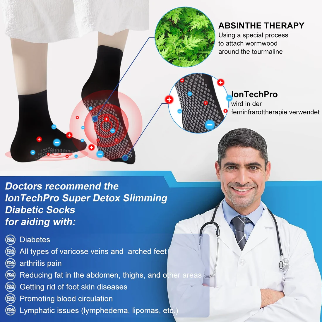 Angelslim IonTechPro Super Detox Slimming Diabetic Socks